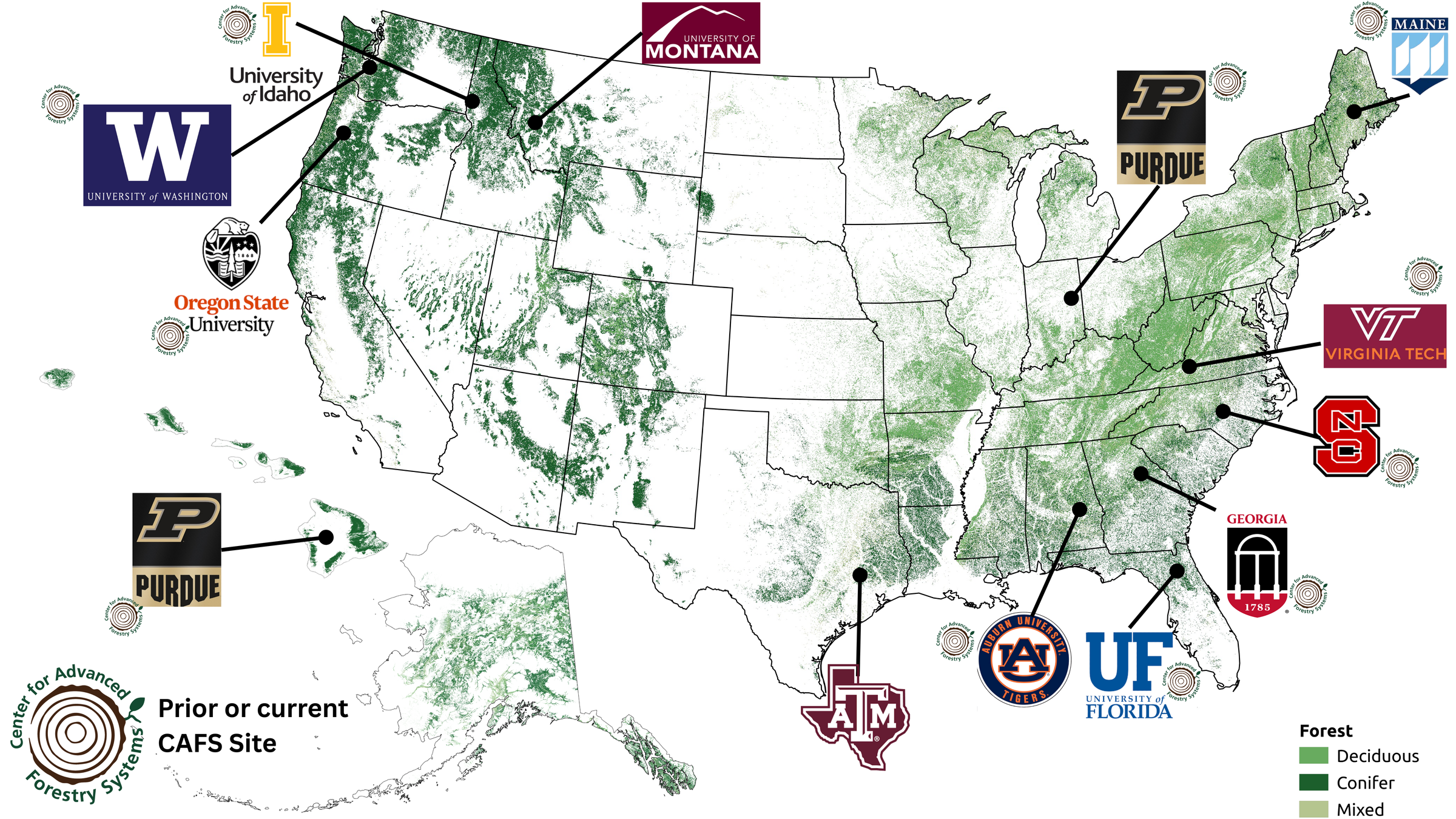 CAFS university partner locations across the United States